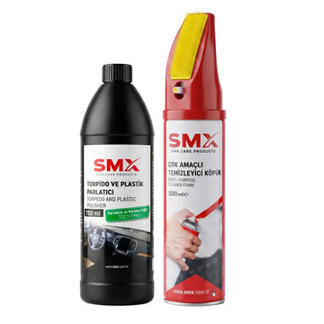 Spumă de curățare multifuncțională, 500 ml + luciu pentru bord și plastic, 750 ml